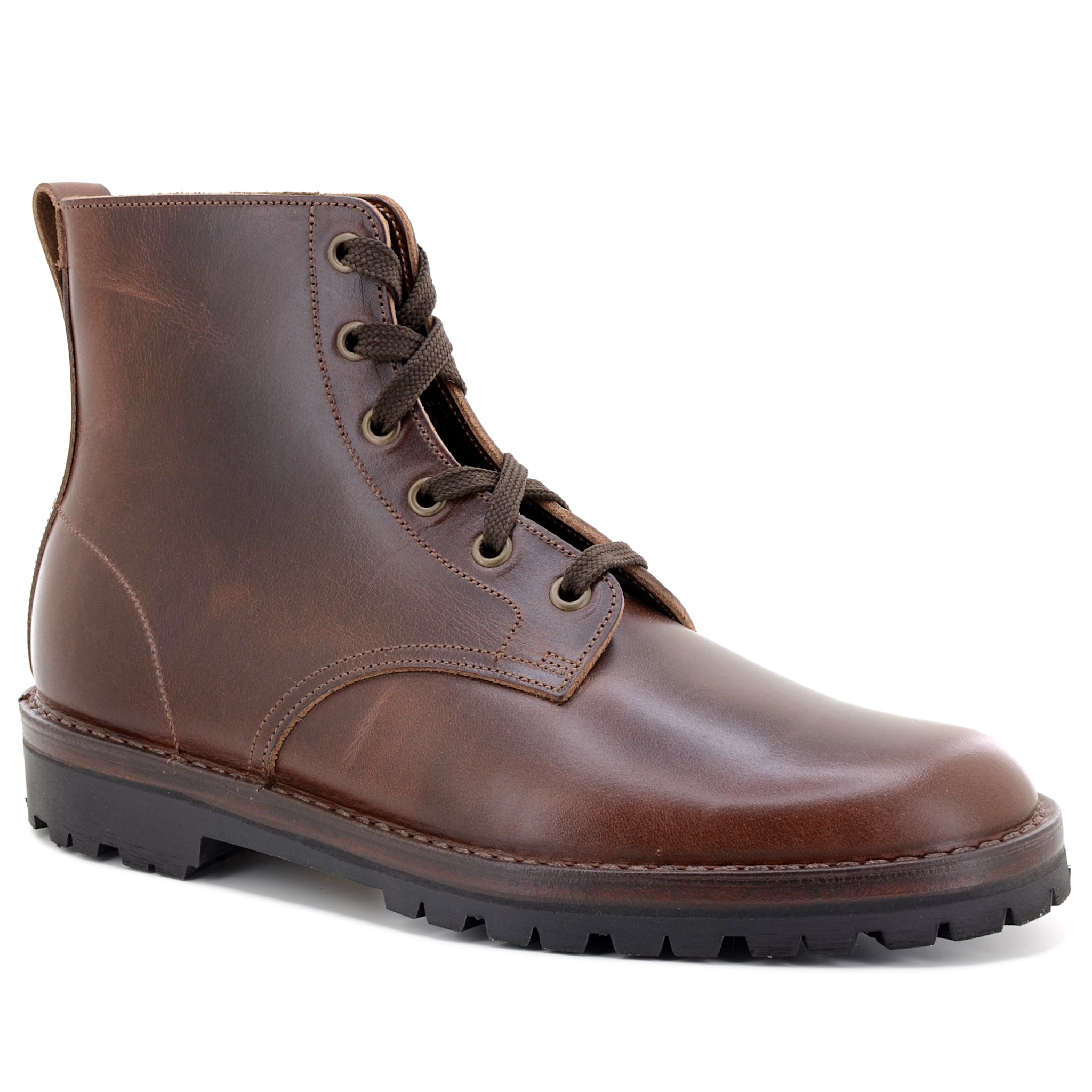 brown smooth leather derby boot
