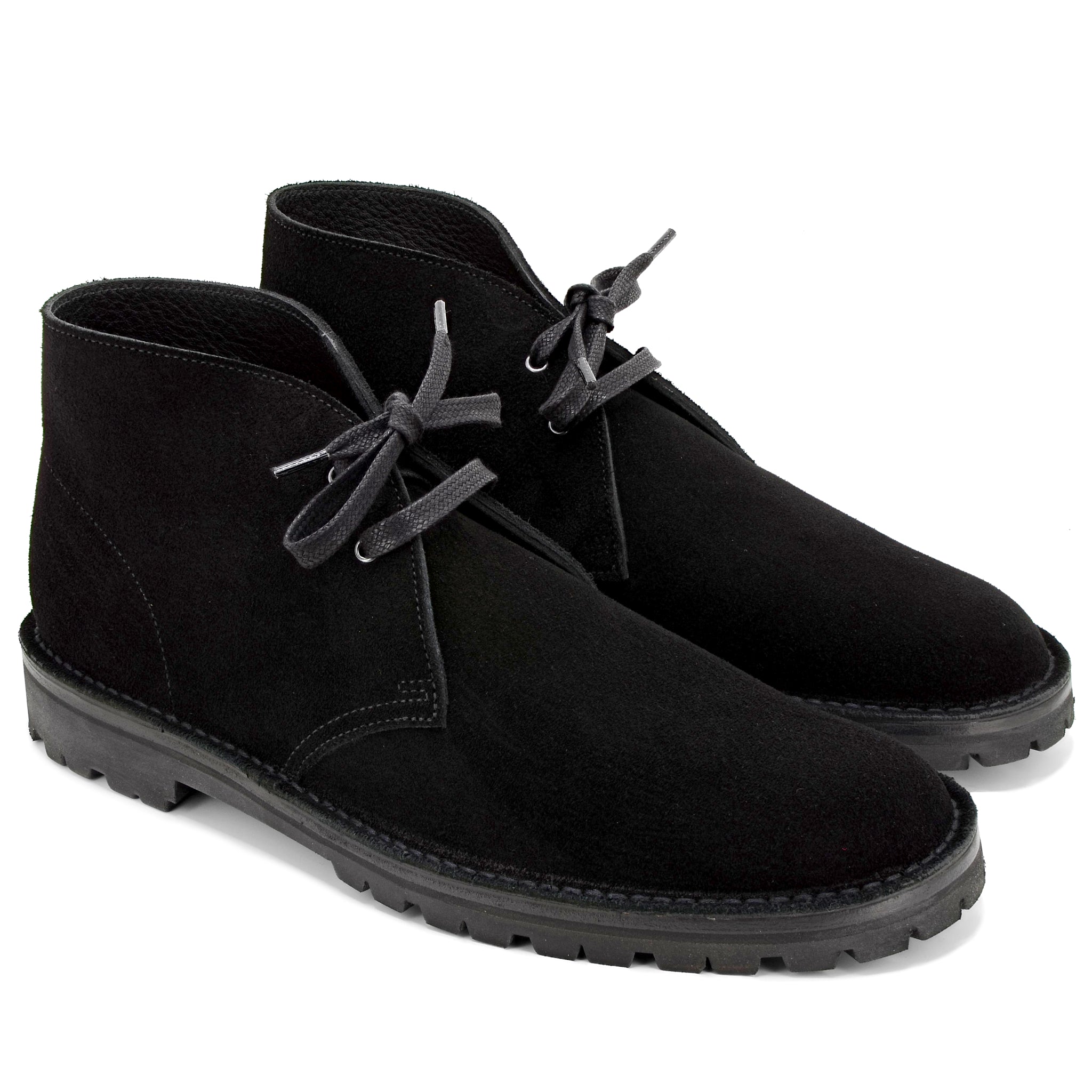 pair black suede desert boots