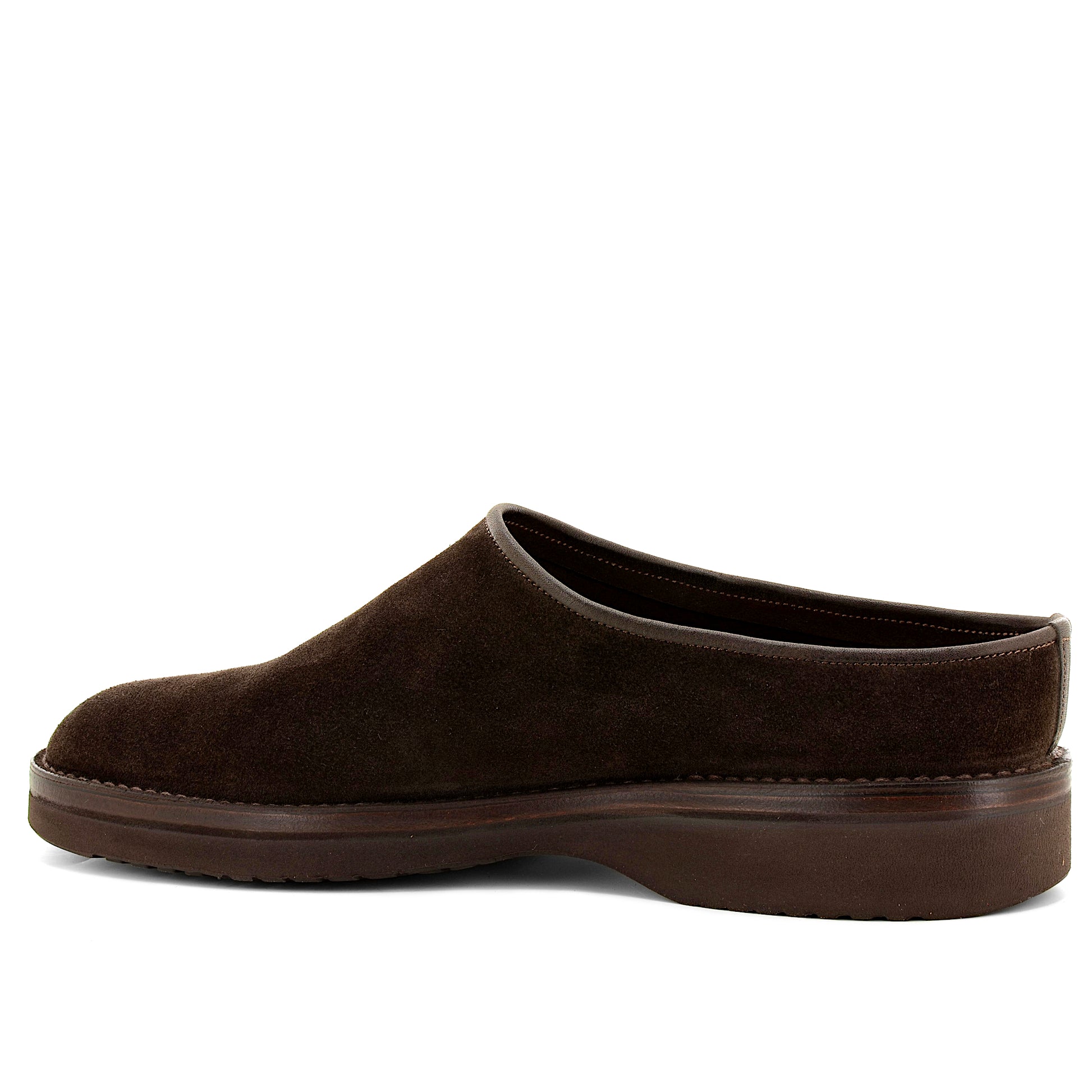 brown leather clog