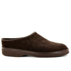 brown suede clog