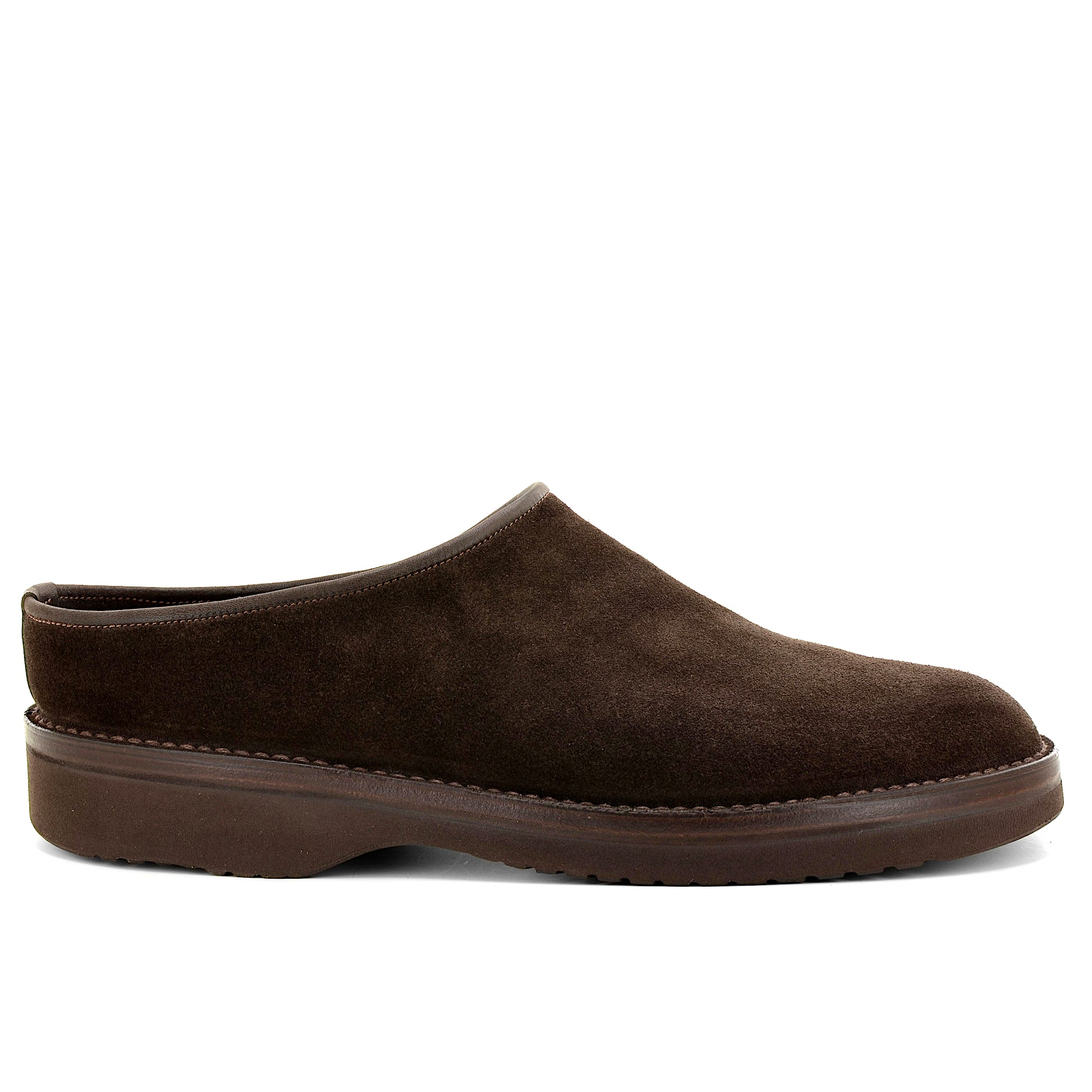 brown suede clog