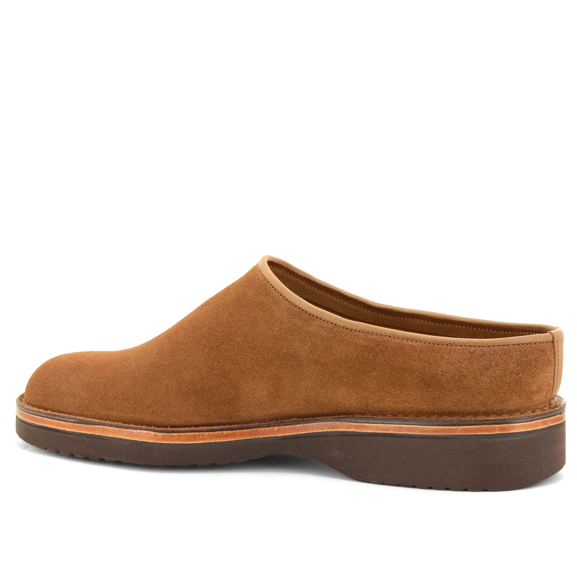 light brown leather clog
