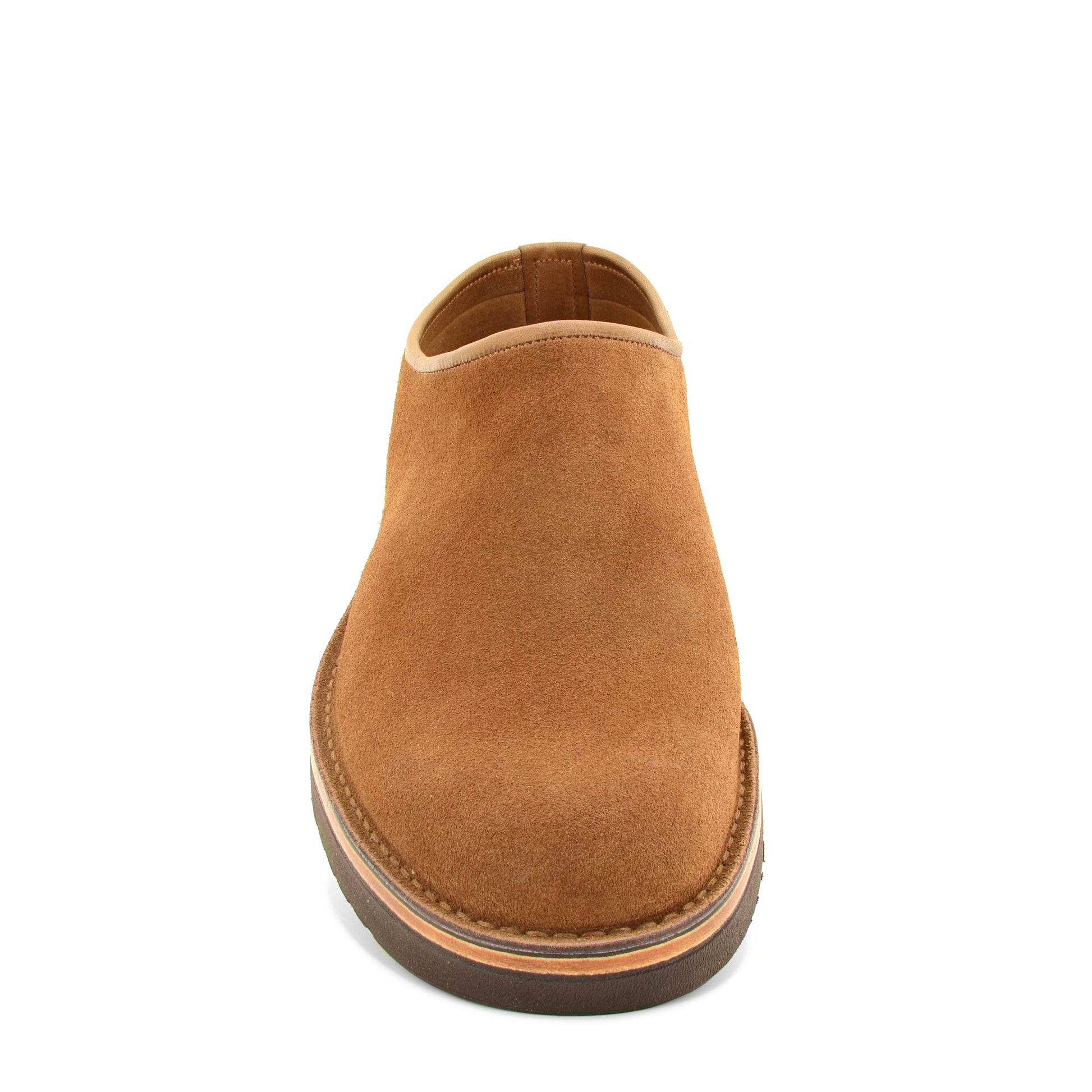 light brown suede slip on shoe