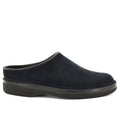 navy suede clog
