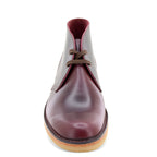 shiny burgundy calf desert boots
