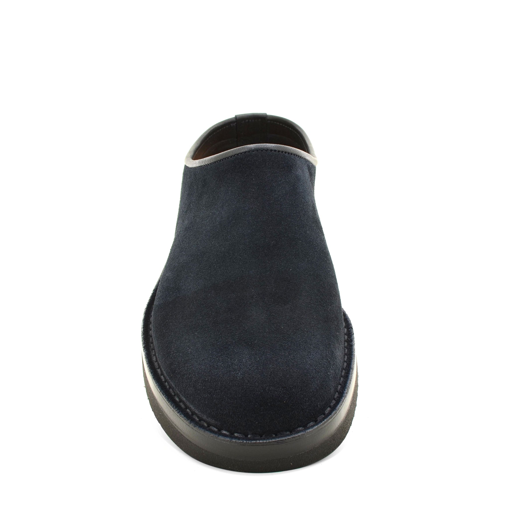 slip on navy suede shoe
