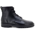 walking boot black leather