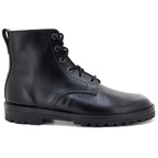 walking boot black leather