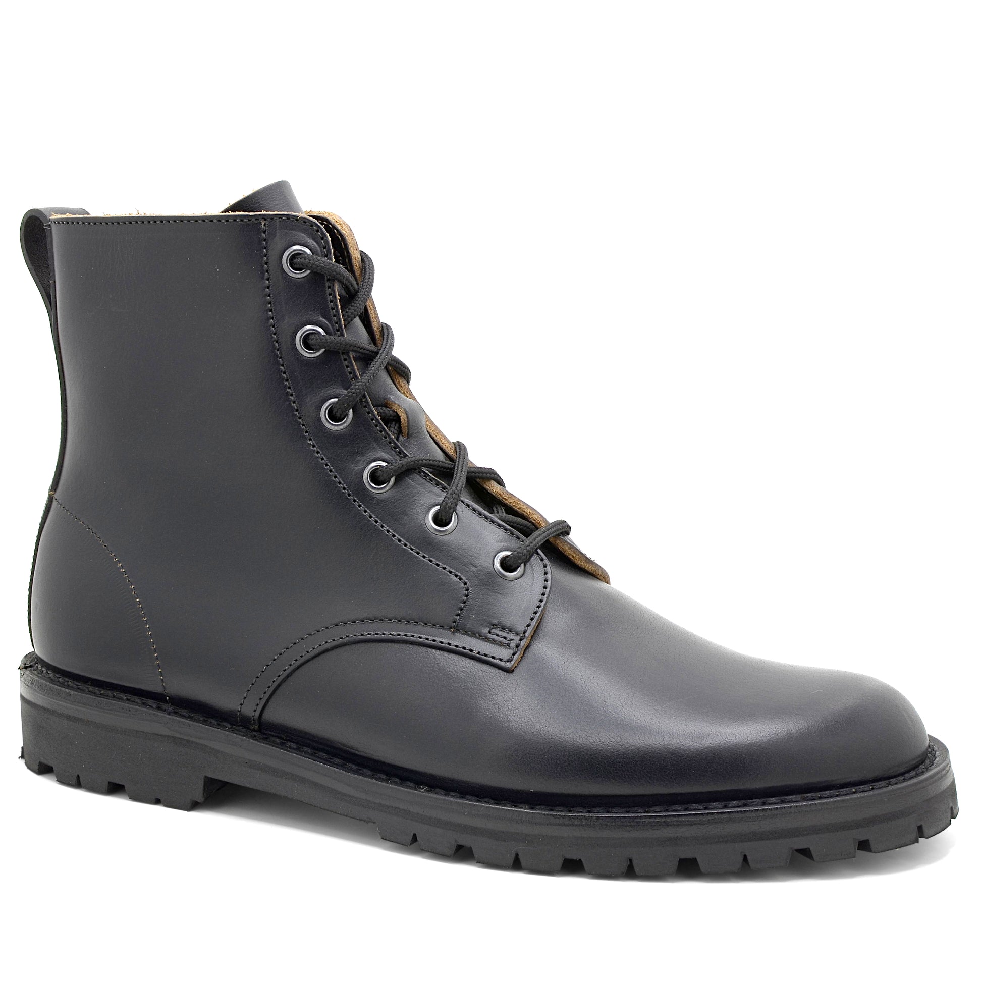 black leather stitchdown walking boot