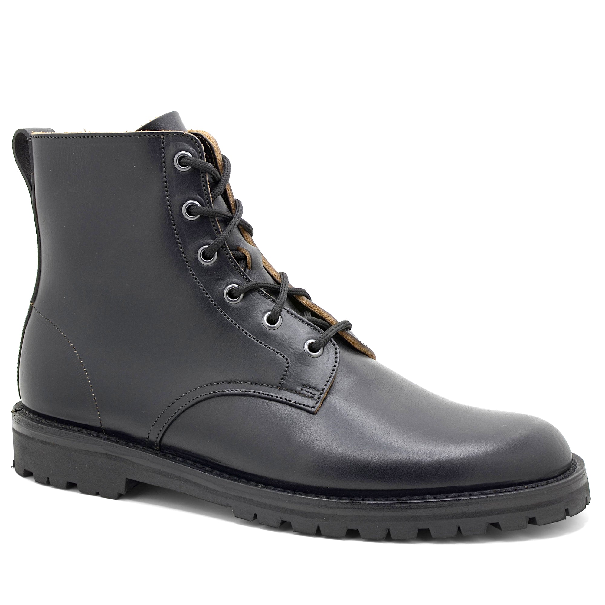 black leather stitchdown walking boot