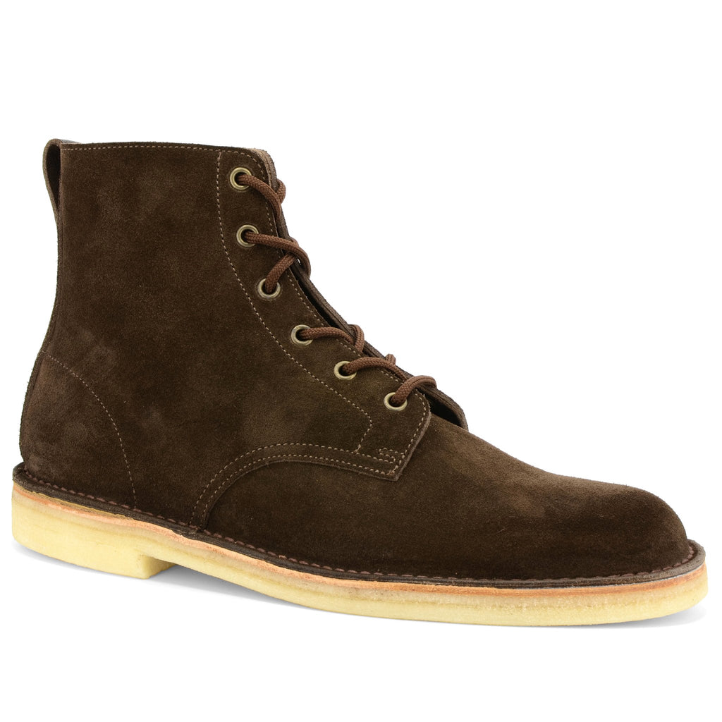 brown suede stitchdown derby boots