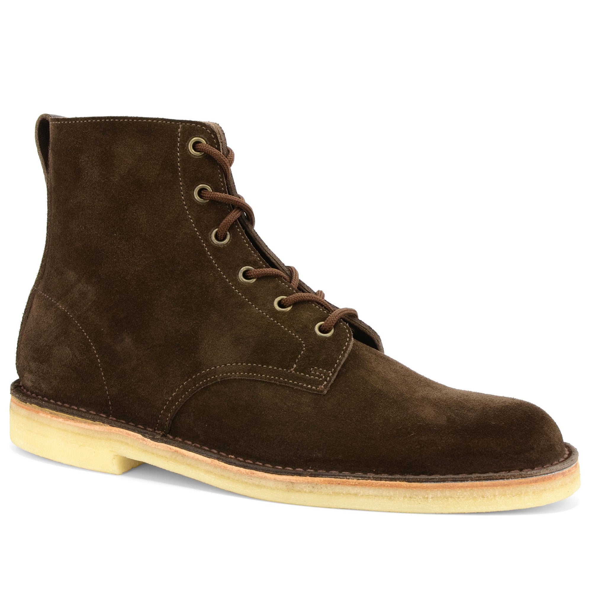 brown suede stitchdown derby boots